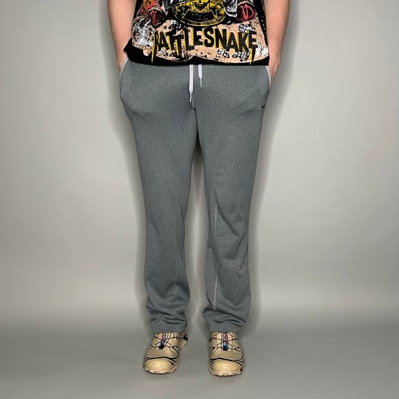 Nike Sweatpants Grey Polyester Black Swoosh Therma Fit - Picture 2 of 4